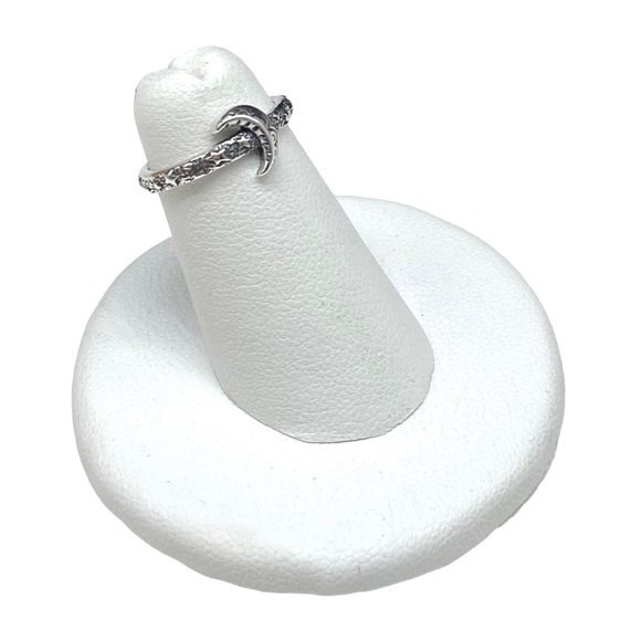 Moon & Star Toe / Midi Ring Solid Sterling Silver 925 Stack Stacking Rings Stars - Picture 3 of 4